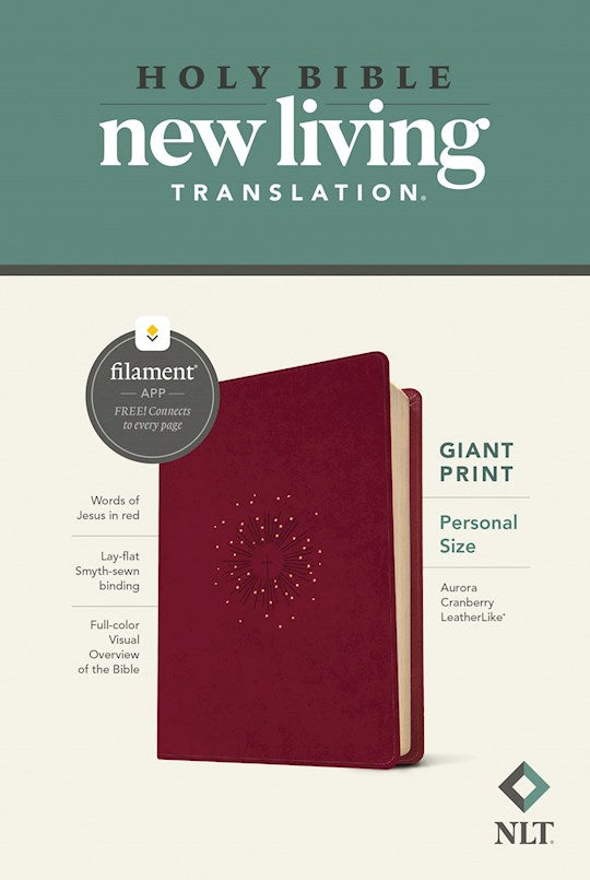 NLT Personal Size Giant Print Bible/Filament Enabled-Aurora Cranberry LeatherLike