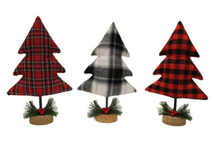 Plush Plaid Tabletop Christmas Trees