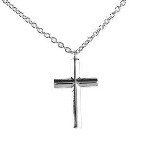 NECKLACE BEVEL BOX CROSS 24IN CHAIN