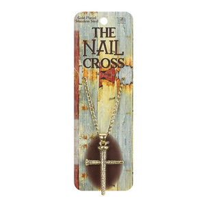 NECKLACE LARGE NAIL CROSS GOLD 24IN