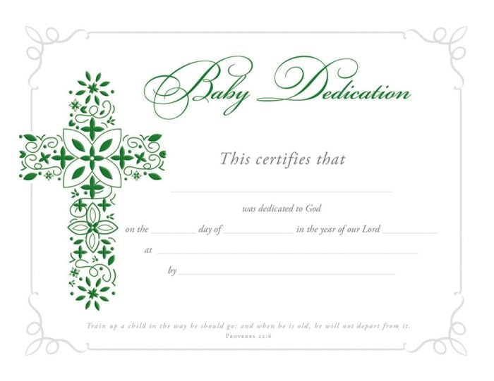 Certificate-Baby Dedication (Proverbs 22:6)