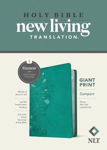 NLT Compact Giant Print Bible/Filament Enabled Edition-Peony Rich Teal LeatherLike