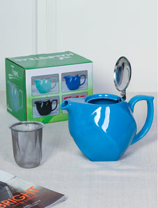 Porcelain Teapot in Blue w/ S.S Lid & Infuser 750ML