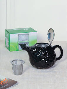 Porcelain Teapot in Black w/ S.S Lid & Infuser 800ML
