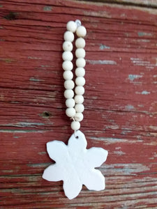 Snowflake Ornament w/Beads Ceramic