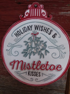 Holiday Wooden Mistletoe Sign - 15"X13"