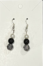 Load image into Gallery viewer, Earrings - White, Black &amp; Silver
