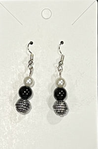 Earrings - White, Black & Silver
