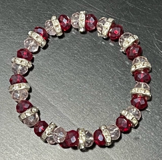 Stretch Bead Bracelet - Pink & Red