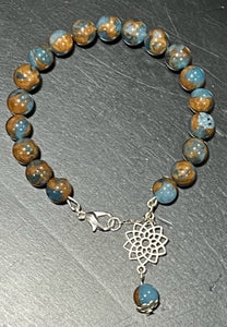 Stretch Bead Bracelet - Blue/Brown