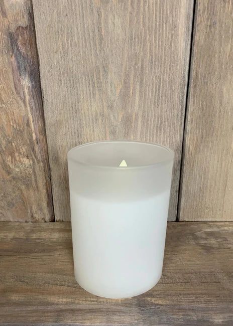 White Frosted Flameless Candle 3x4