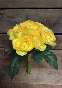 10" Yellow Cabbage Rose Bundle - 9 Heads