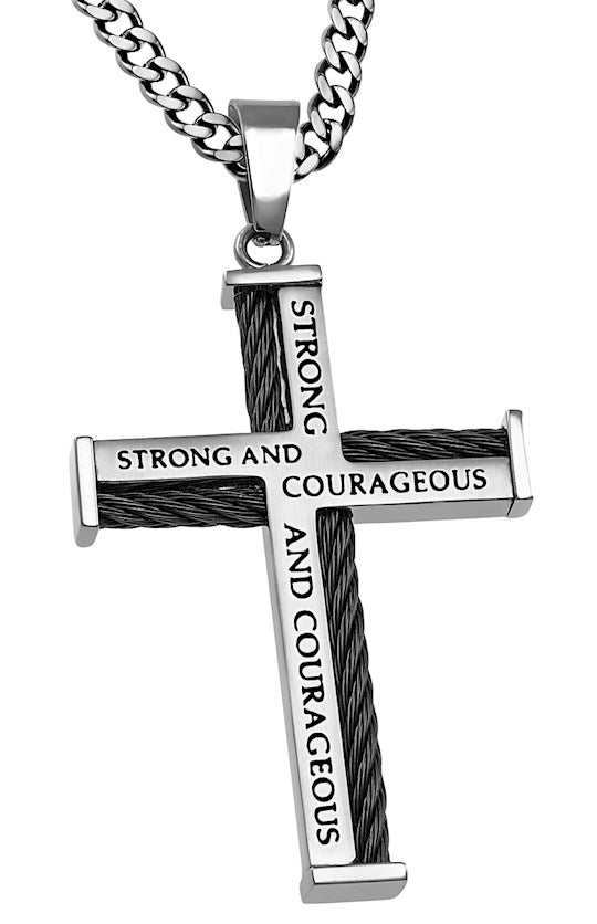 Necklace-Cable Cross-Strong And Courageous (24