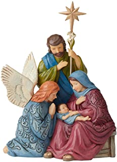 Jim Shore Heartwood Creek Victorian Holy Family & Angel Figurine 11.25 in, Multicolor