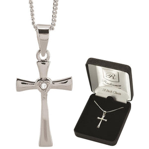 Flare Cross with Heart Necklace