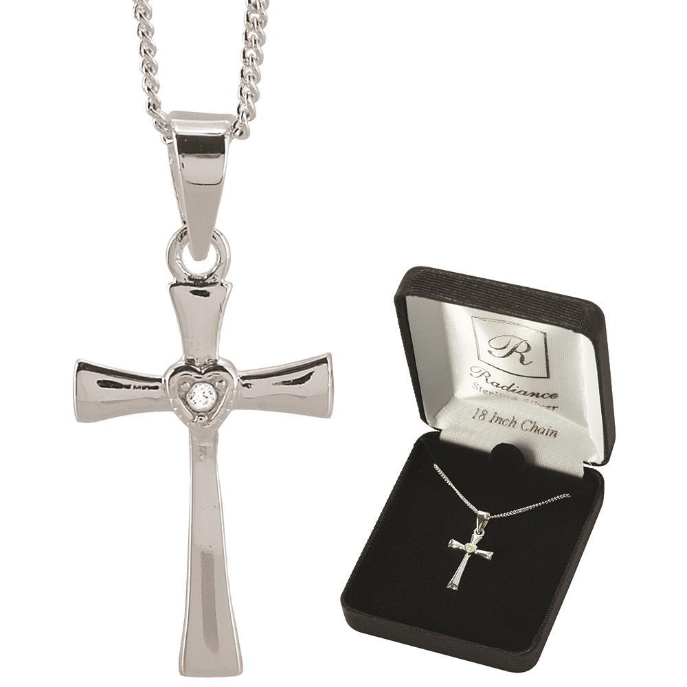 Flare Cross with Heart Necklace