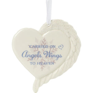 Ornament-Carried On Angels Wings-Heart (4"H)