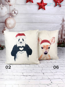Christmas Deer Print Cushion (Double-Sided)