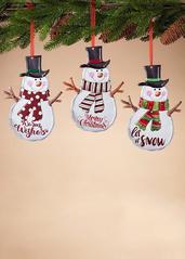 Metal Holiday Snowman Ornament with Ribbon