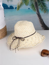 Load image into Gallery viewer, Weaved Summer Sunhat W/ String Bow - Cream
