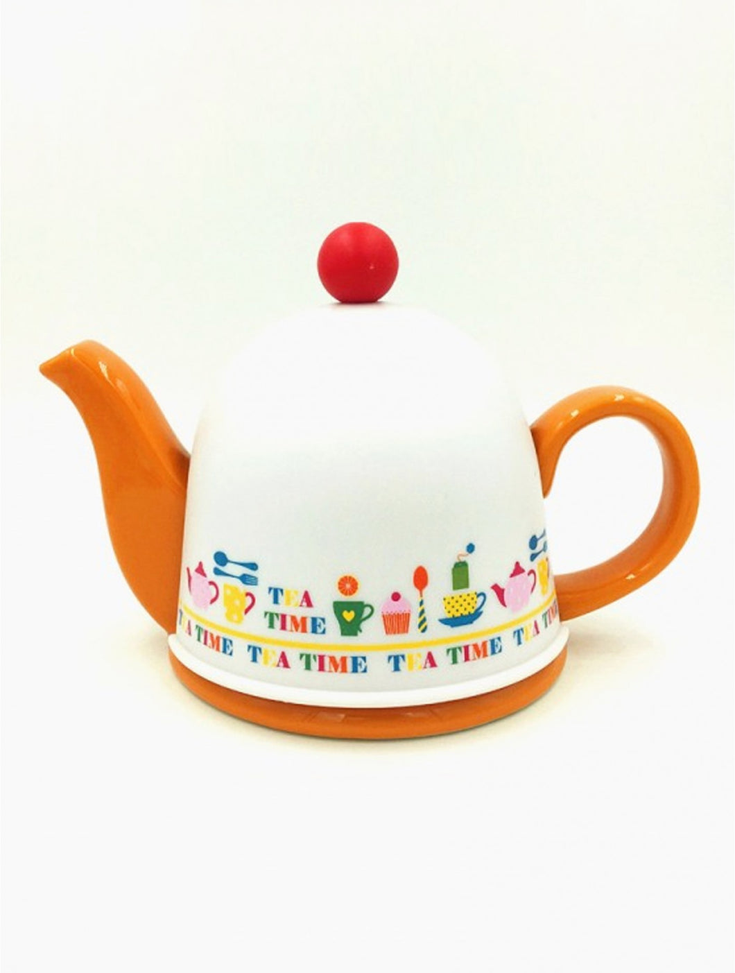 Porcelain Teapot in Orange w/ S.S Infuser & Plastic Cover 450ML