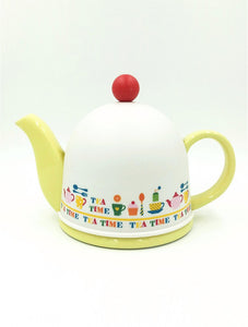 Porcelain Teapot in Yellow w/ S.S Infuser & Plastic Cover 450ML
