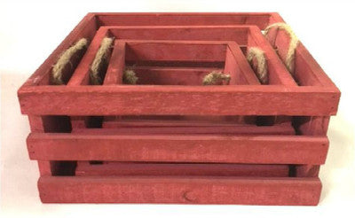 Large Red Wood Crate