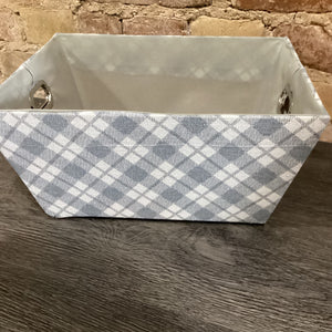Grey & White Plaid Basket