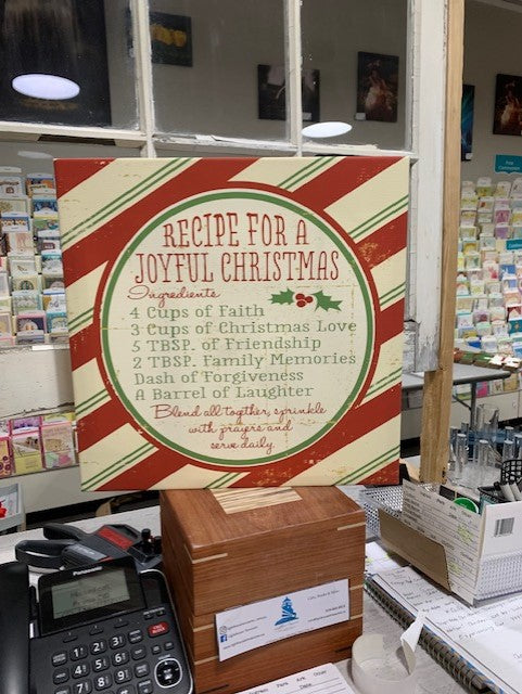 Recipe for a Joyful Christmas Canvas Sign